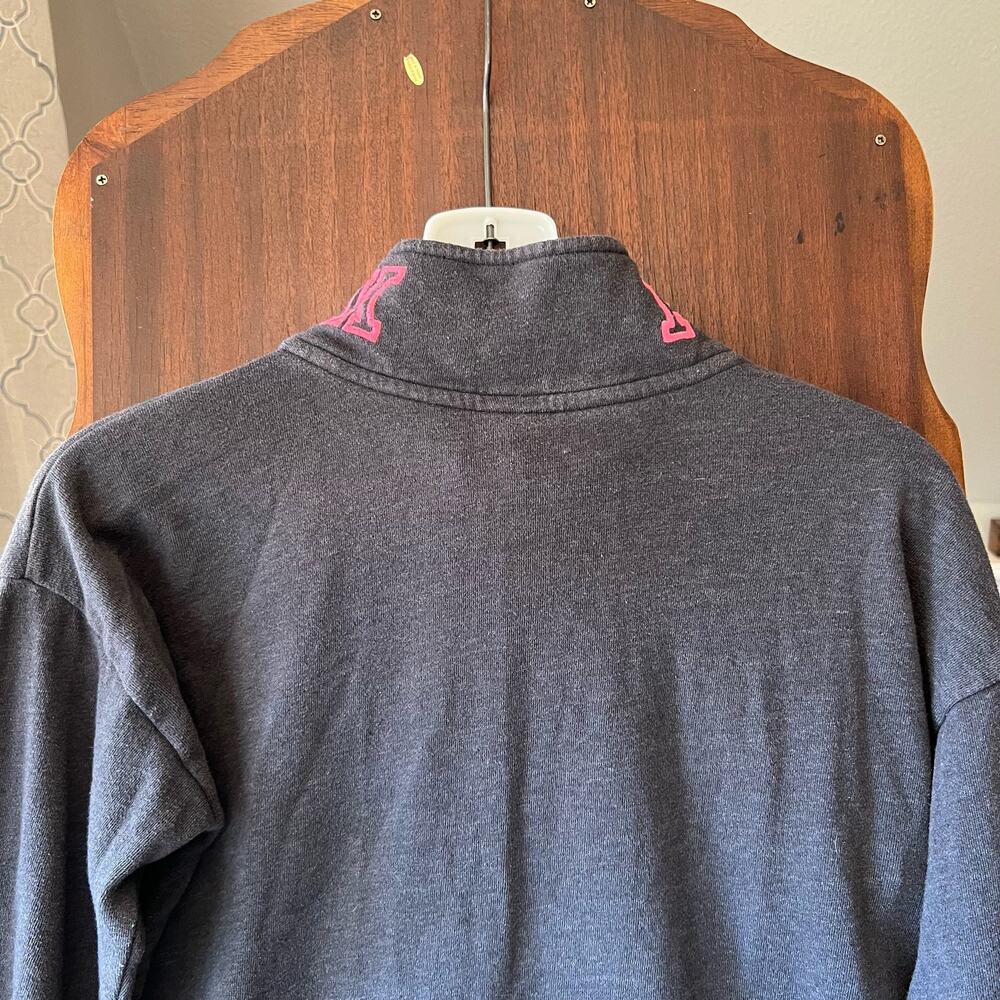 Victoria's Secret PINK 1/4 Zip Pullover Sweatshirt Gray/Pink Logo Size Small - Picture 10 of 11